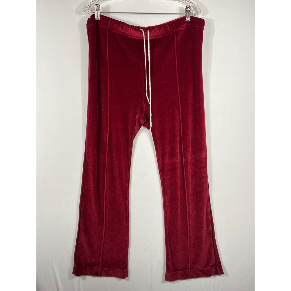 Vtg 70s 80s Striped Velour Velvet Track Pants XL‎ Maroon Flared Electric Grandpa